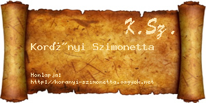 Korányi Szimonetta névjegykártya